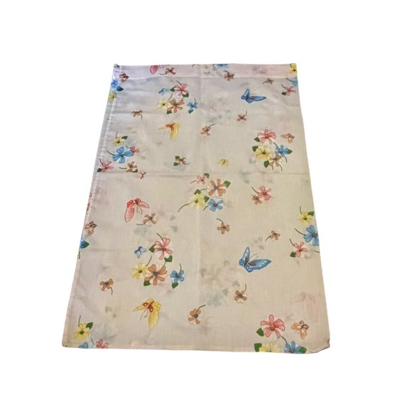 Vtg Thomaston Pink Butterfly Standard Pillow Case Linen Cotton Floral Blue - Picture 2 of 7